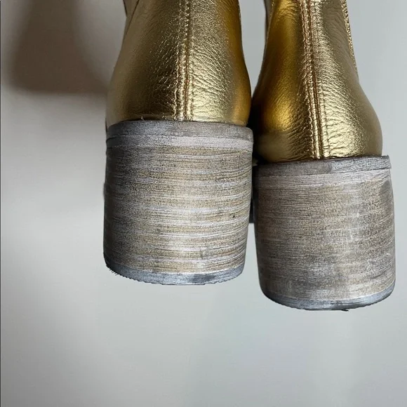 Free People | Women’s Essentials Tall Gold Metallic Leather Boots Size 6 NWOB - Picture 5 of 8